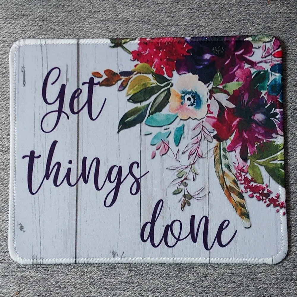 2- New Mouse Pads Floral Computer Motivational 9.5